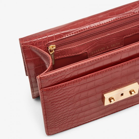 Charles Keith Chain Flap Shoulder Bag Clay Charles Keith Chain Flap Shoulder Bag Clay